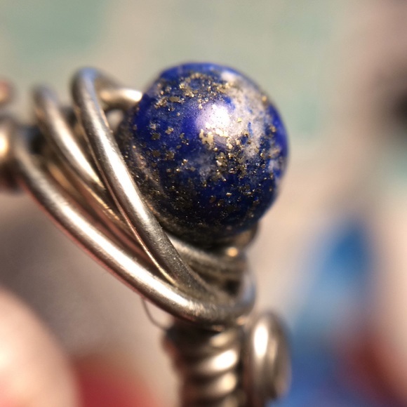 wirewrap Ring Blue Lápiz Lazuli Stone - Picture 5 of 6